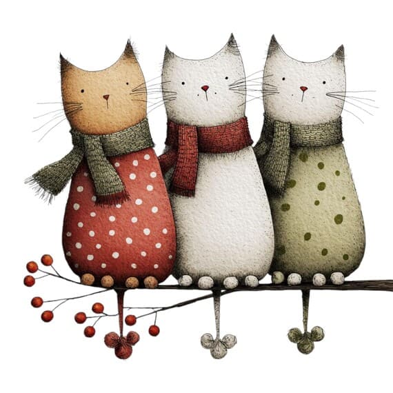 45 Watercolor Christmas Cats Clipart β view 7 β watercolor clipart transparent PNG instant download