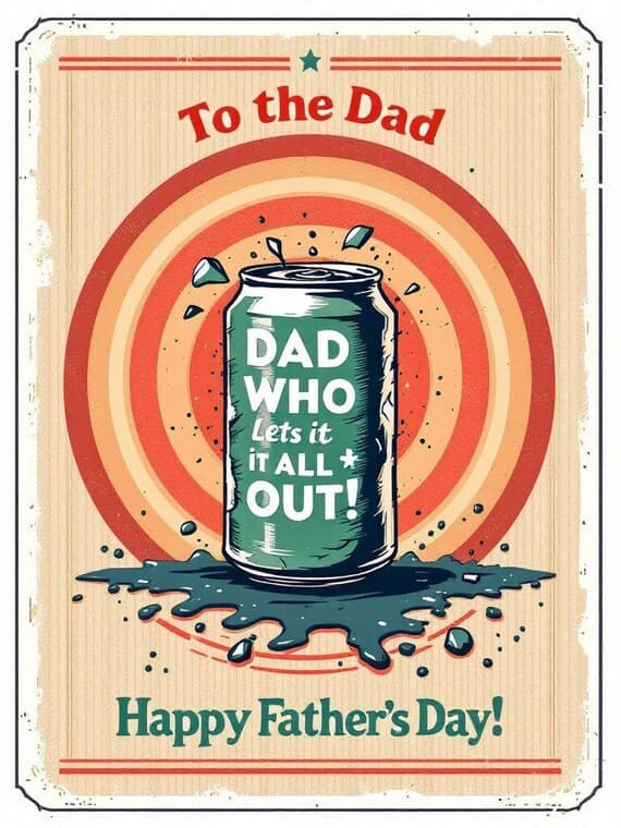 Funny Dad Beer Can Art, Retro Father's Day Gift (Digital Download) β view 3 β watercolor clipart transparent PNG instant download