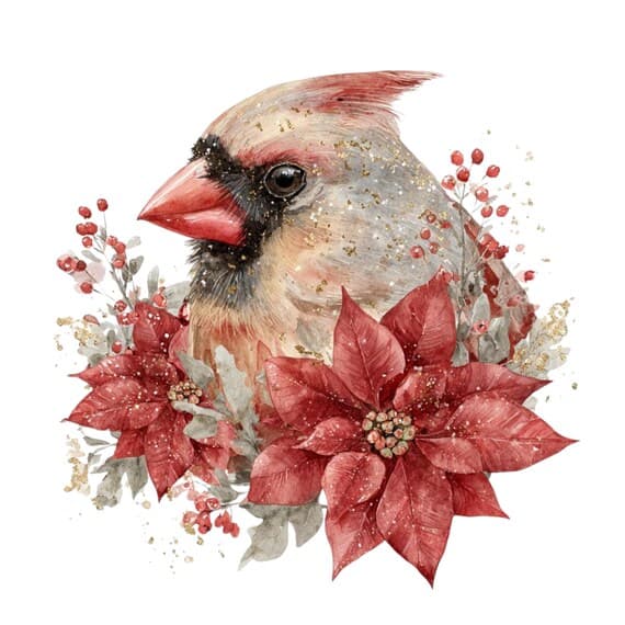 15 Christmas Cardinal Bird Clipart Png β view 6 β watercolor clipart transparent PNG instant download