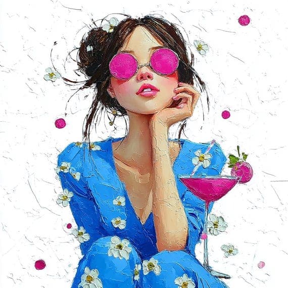 20 Quirky Fashion Girl Printable Art Whimsical Portrait Collection Dig β view 6 β watercolor clipart transparent PNG instant download