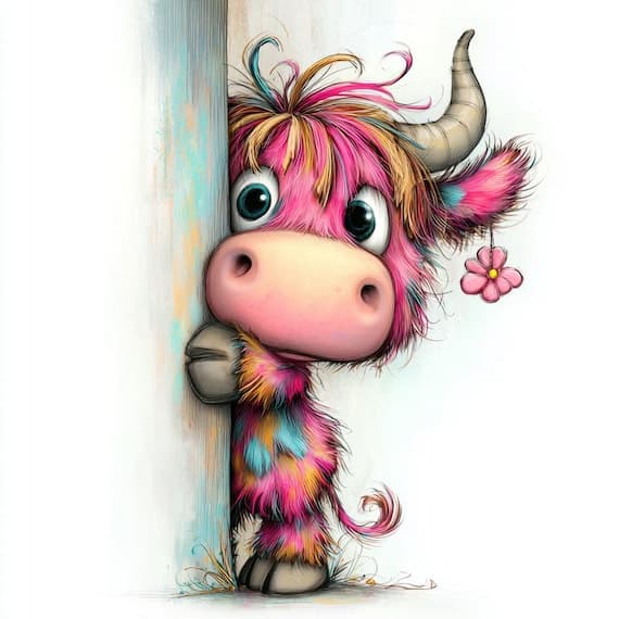 Watercolor Highland Cow Clipart, Floral Crown (Digital Download) โ watercolor clipart transparent PNG instant download