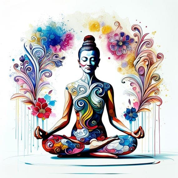 Watercolor Meditation Woman Clipart β view 4 β watercolor clipart transparent PNG instant download