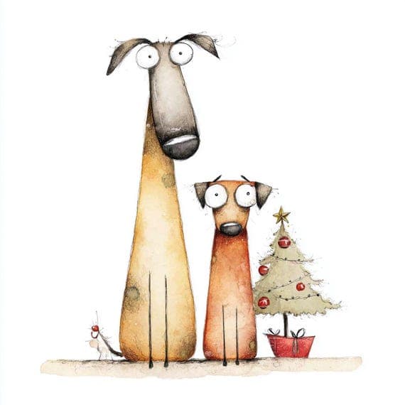 20 Watercolor Christmas Dog Clipart (JPG) β view 3 β watercolor clipart transparent PNG instant download