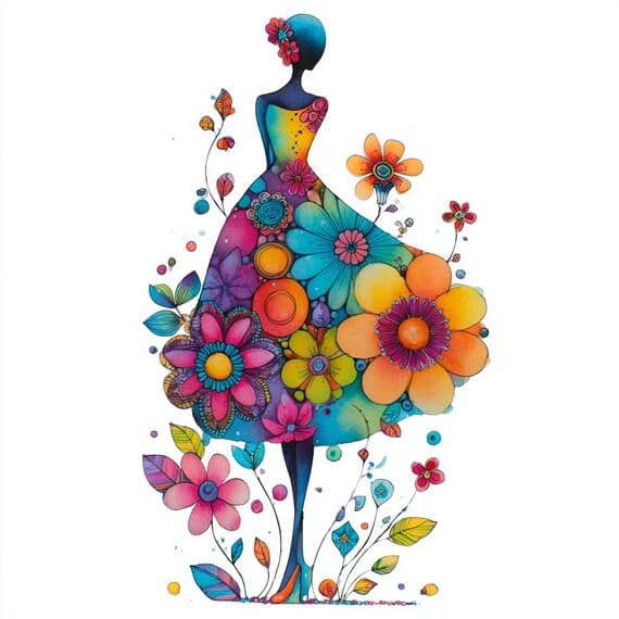 22 Floral Woman Watercolor Clipart β view 6 β watercolor clipart transparent PNG instant download