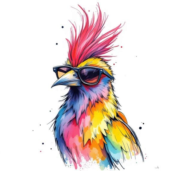 Whimsical Watercolor Bird Clipart β view 2 β watercolor clipart transparent PNG instant download
