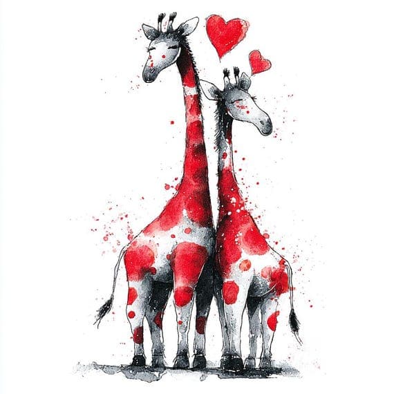 18 Animal Valentine Clipart ; Love Sublimation PNG Feline Graphics Ca — view 3 — watercolor clipart transparent PNG instant download