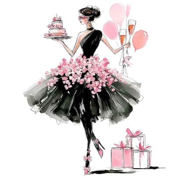 20 Birthday Girl Clipart PNG β view 4 β watercolor clipart transparent PNG instant download