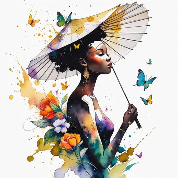 Black Woman Watercolor Clipart β watercolor clipart transparent PNG instant download