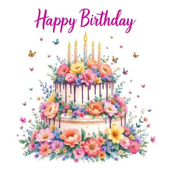 Floral Birthday 400 Clipart Bundle β view 6 β watercolor clipart transparent PNG instant download