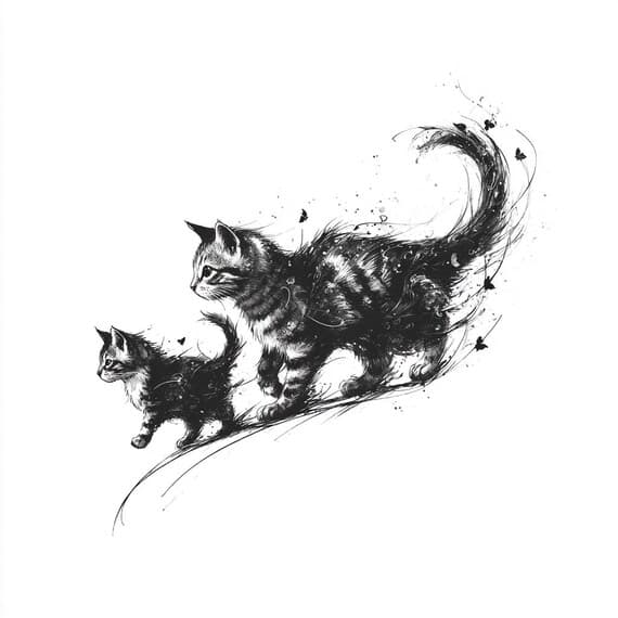 20 Cat Family Clipart β view 5 β watercolor clipart transparent PNG instant download