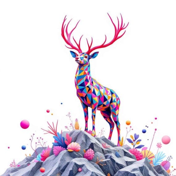 Abstract Deer Minimal , Printable lineart Watercolour , Wall art β view 5 β watercolor clipart transparent PNG instant download
