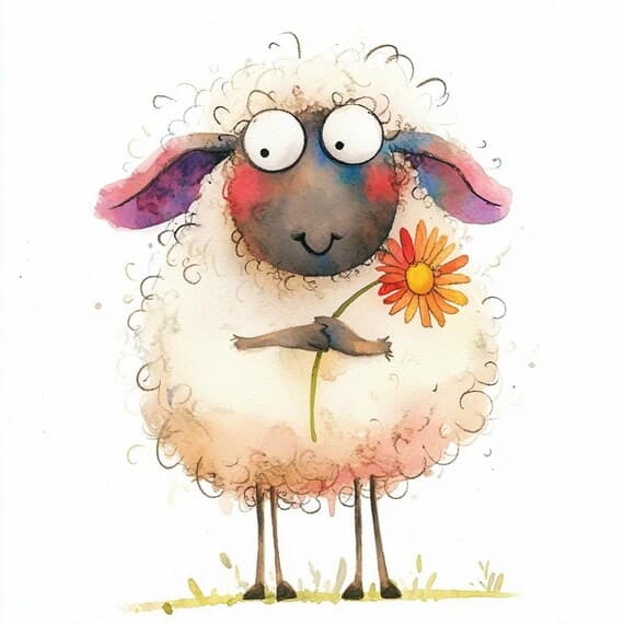 Watercolor Sheep Clipart Bundle – Whimsical Farm Animal PNGs (Digital — view 6 — watercolor clipart transparent PNG instant download