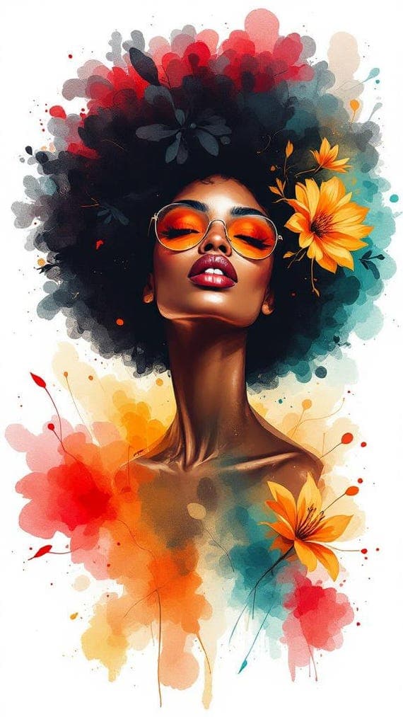 Black Women Watercolor Clip Art β view 3 β watercolor clipart transparent PNG instant download