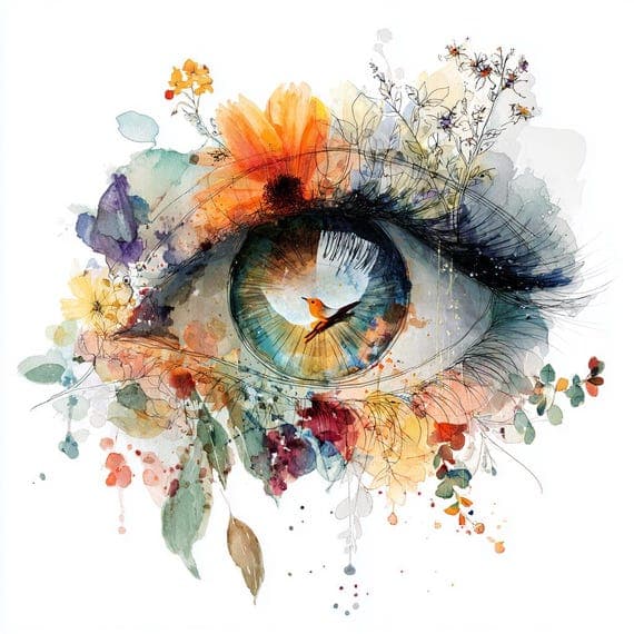 Floral Bird Eye Watercolor Clipart β view 7 β watercolor clipart transparent PNG instant download