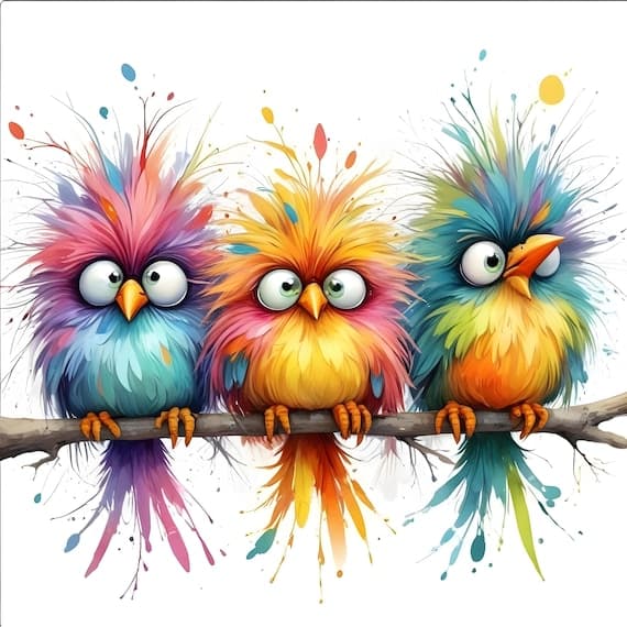 Whimsical Birds Watercolor Clipart, Animals Art (Digital Download) β view 7 β watercolor clipart transparent PNG instant download