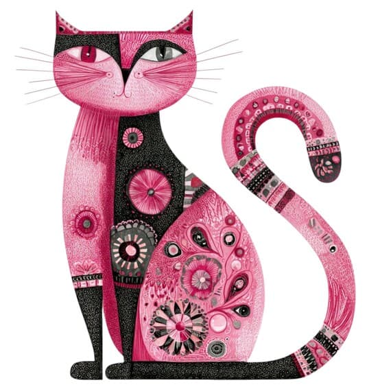 35 Pink Floral Cat Clipart PNG β view 2 β watercolor clipart transparent PNG instant download