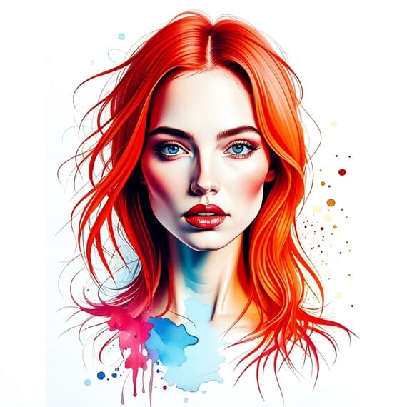 8 Red Hair Women Watercolor Clipart , Printable for Wall Art Prints D β view 7 β watercolor clipart transparent PNG instant download