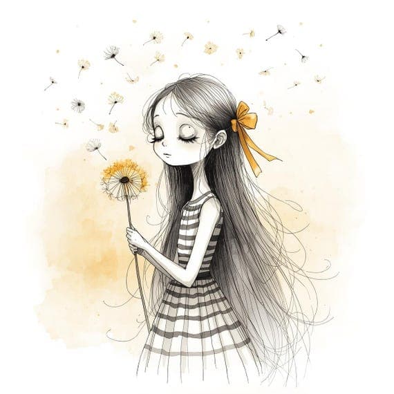 Whimsical Girl Clipart β view 6 β watercolor clipart transparent PNG instant download