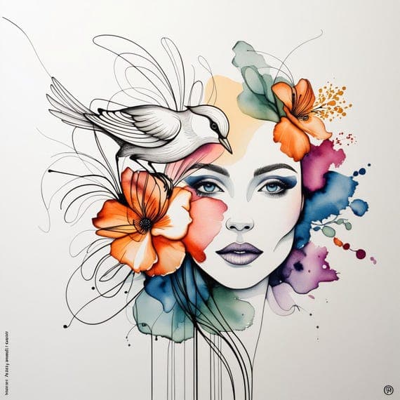 1000 + Floral Women Watercolor Clipart Printable for Wall Art Prints D β view 8 β watercolor clipart transparent PNG instant download