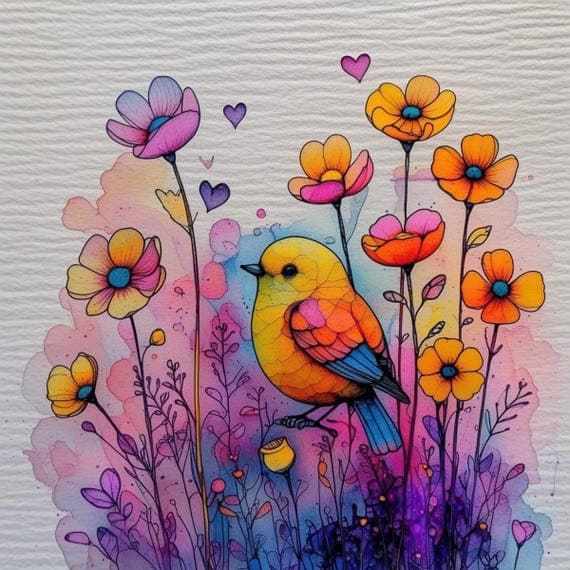 17 Watercolor Birds and Flowers Clipart β view 3 β watercolor clipart transparent PNG instant download