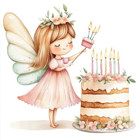 Birthday Cake Fairy Clipart, Watercolor PNG Designs (Digital Download) β view 3 β watercolor clipart transparent PNG instant download