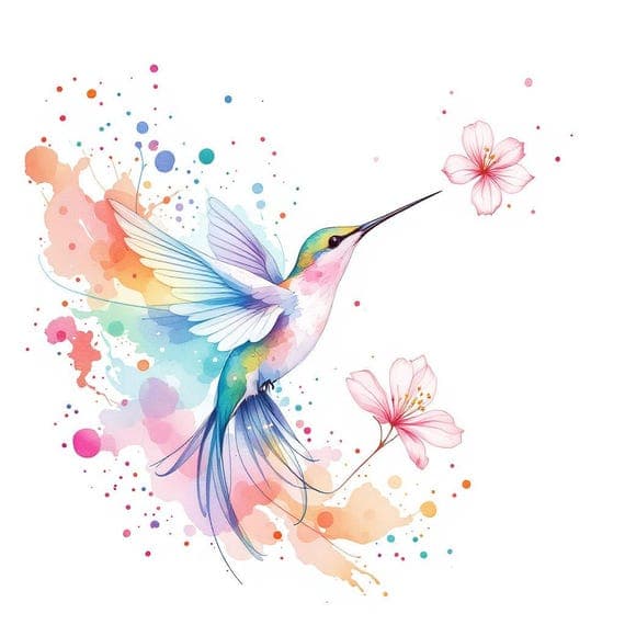 Watercolor Hummingbird Clipart, Flowers, Spring Garden Art (PNG Digita β watercolor clipart transparent PNG instant download