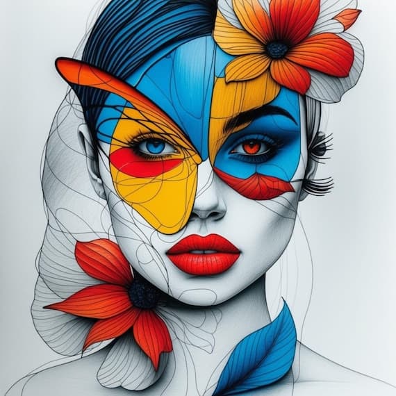 Floral Butterfly Woman Face Clipart β view 3 β watercolor clipart transparent PNG instant download