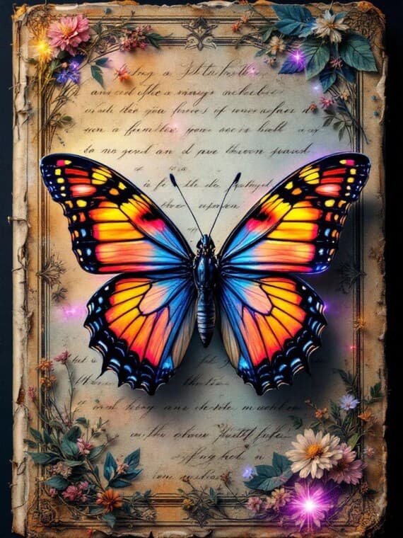 Vintage Steampunk Butterfly Junk Journal Pages β view 4 β watercolor clipart transparent PNG instant download