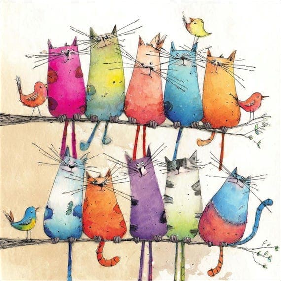 25 Watercolor Quirky Cat Clipart (JPG) β view 7 β watercolor clipart transparent PNG instant download