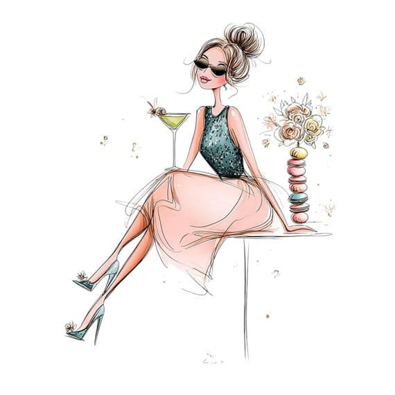 20 Parisian Birthday Girl Clipart (JPG) β view 8 β watercolor clipart transparent PNG instant download