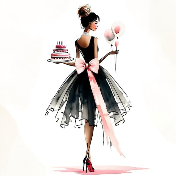 14 Birthday Girl Clipart (JPG) β view 5 β watercolor clipart transparent PNG instant download