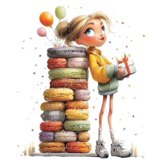 20 Playful Birthday Girl Clipart Bundle – Fun Cake & Balloon Illustrat — view 4 — watercolor clipart transparent PNG instant download