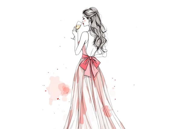 Watercolor Woman with Champagne Clipart β view 6 β watercolor clipart transparent PNG instant download