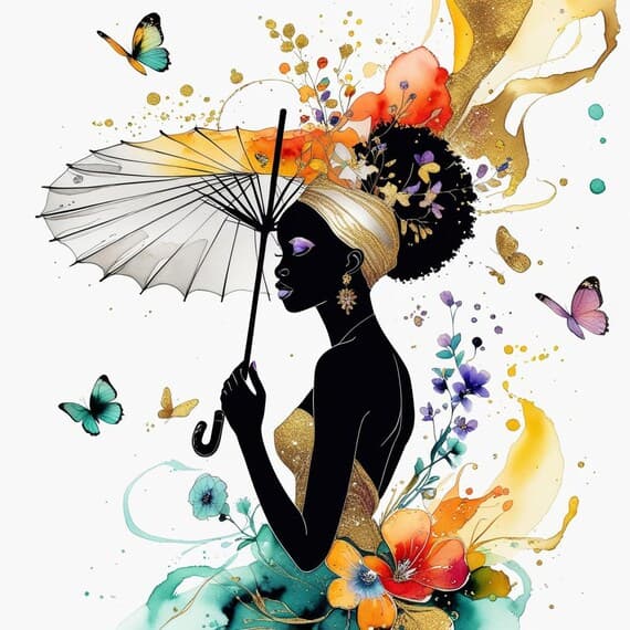 Black Woman Watercolor Clipart β view 5 β watercolor clipart transparent PNG instant download