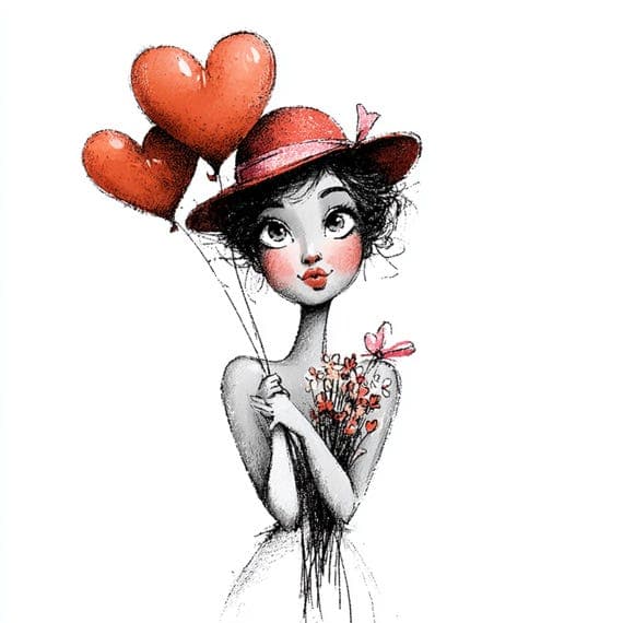25 Whimsical Heart Girl Clipart β view 7 β watercolor clipart transparent PNG instant download
