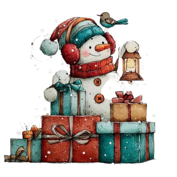 25 Quirky Snowman Clipart β view 2 β watercolor clipart transparent PNG instant download