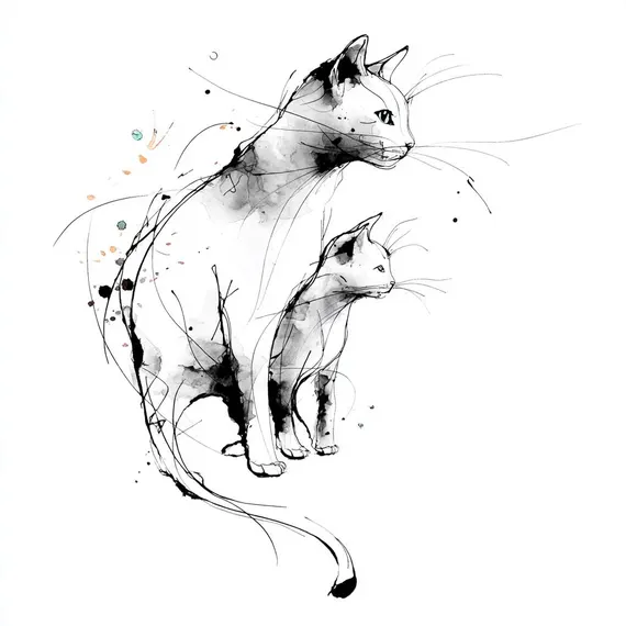 20 Cat Family Clipart β view 8 β watercolor clipart transparent PNG instant download