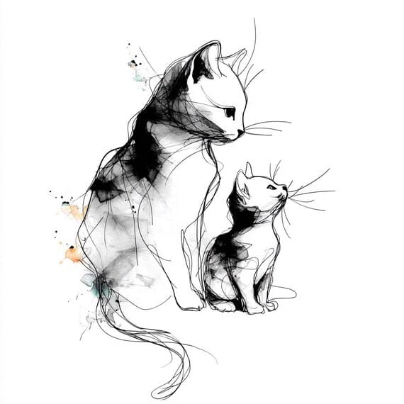 20 Cat Family Clipart β view 3 β watercolor clipart transparent PNG instant download