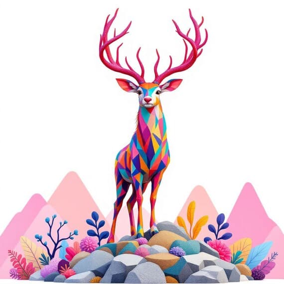 Abstract Deer Minimal , Printable lineart Watercolour , Wall art β view 2 β watercolor clipart transparent PNG instant download