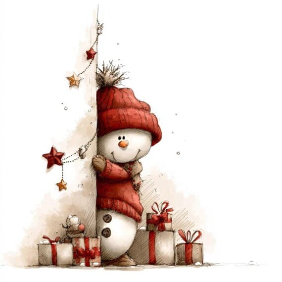 15 Peeking Snowman Clipart (JPG) β view 4 β watercolor clipart transparent PNG instant download