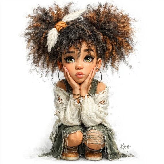 20 Whimsical Praying Afro Angel Girl PNG Clipart, Black Angel Illustra β view 4 β watercolor clipart transparent PNG instant download