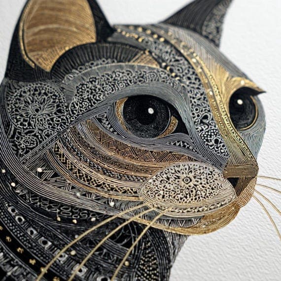 25 Ornate Cat Clipart (JPG) β view 3 β watercolor clipart transparent PNG instant download
