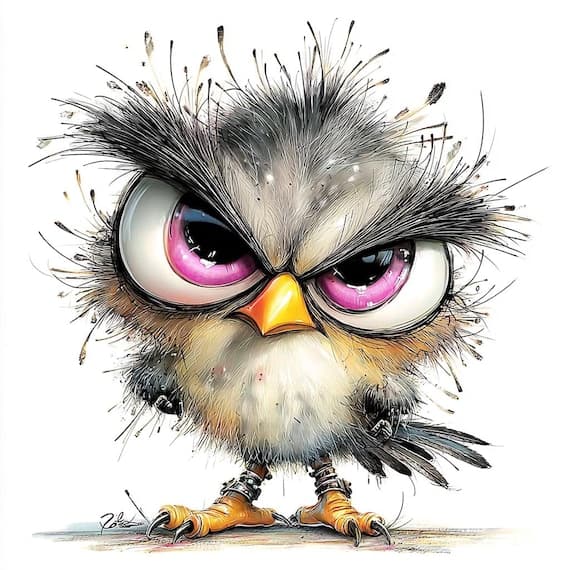 20 Quirky Watercolor Owl Clipart JPG – Funny Birds for Digital Crafts — watercolor clipart transparent PNG instant download