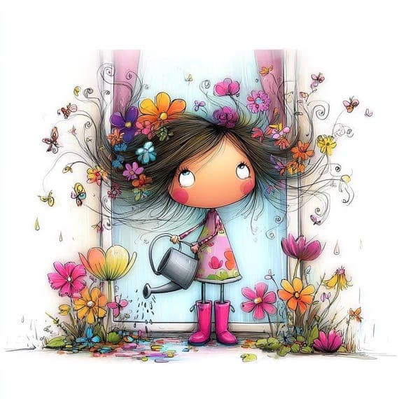 Watercolor Girl Clipart — watercolor clipart transparent PNG instant download