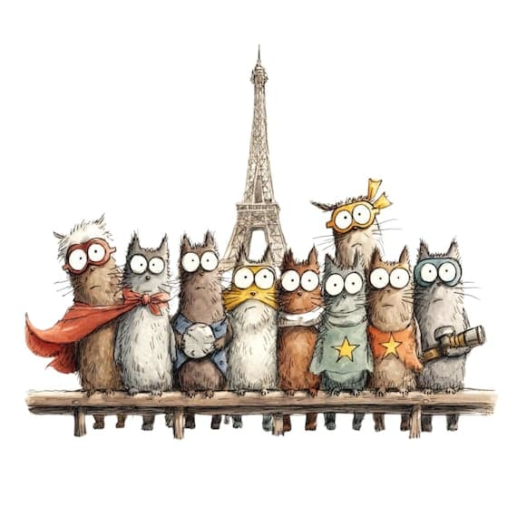 30 Watercolor Super Hero Cats Clipart (PNG) β watercolor clipart transparent PNG instant download