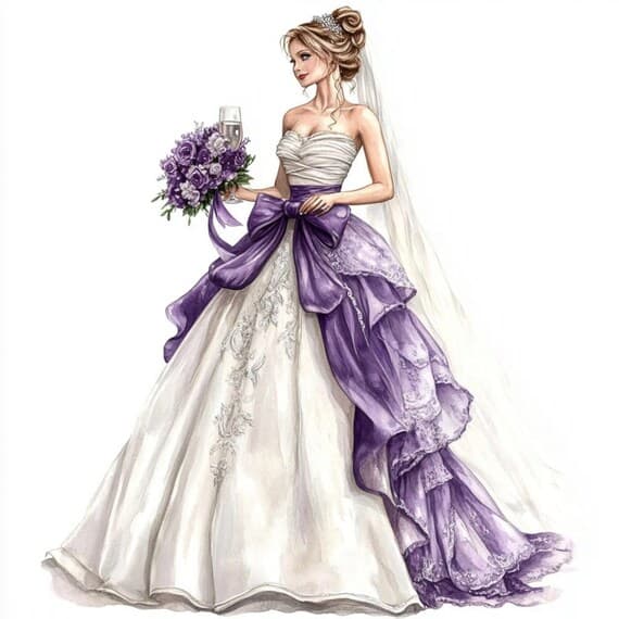 12 Wedding Dress Illustrations — watercolor clipart transparent PNG instant download