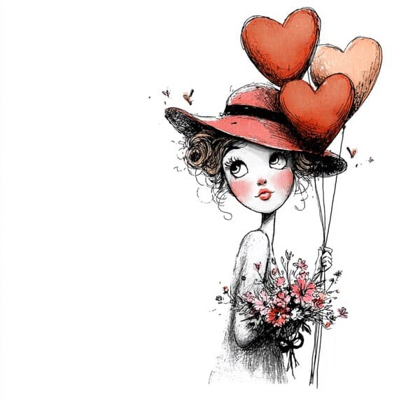 25 Whimsical Heart Girl Clipart β view 8 β watercolor clipart transparent PNG instant download