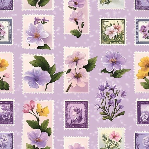 16 Vintage Floral Stamp Seamless Pattern – Retro Design for Fabric and — view 4 — watercolor clipart transparent PNG instant download
