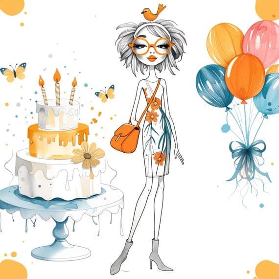 Watercolor Birthday Girl Clipart β watercolor clipart transparent PNG instant download