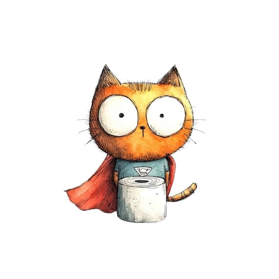 30 Super Hero Cat Clipart (JPG ) β watercolor clipart transparent PNG instant download